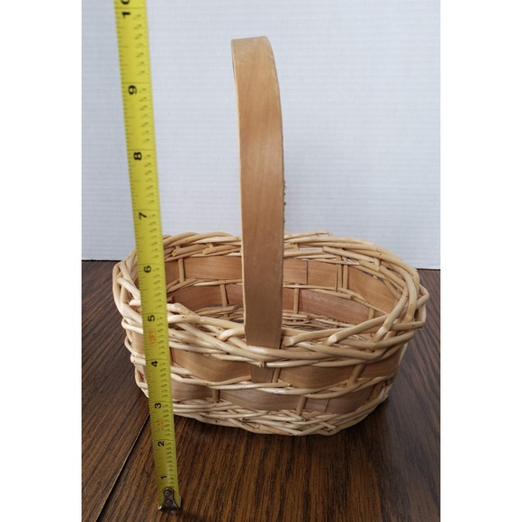 Easter Spring Basket 9 Inch Woven Chip Wood With Handle - Picture 7 of 9